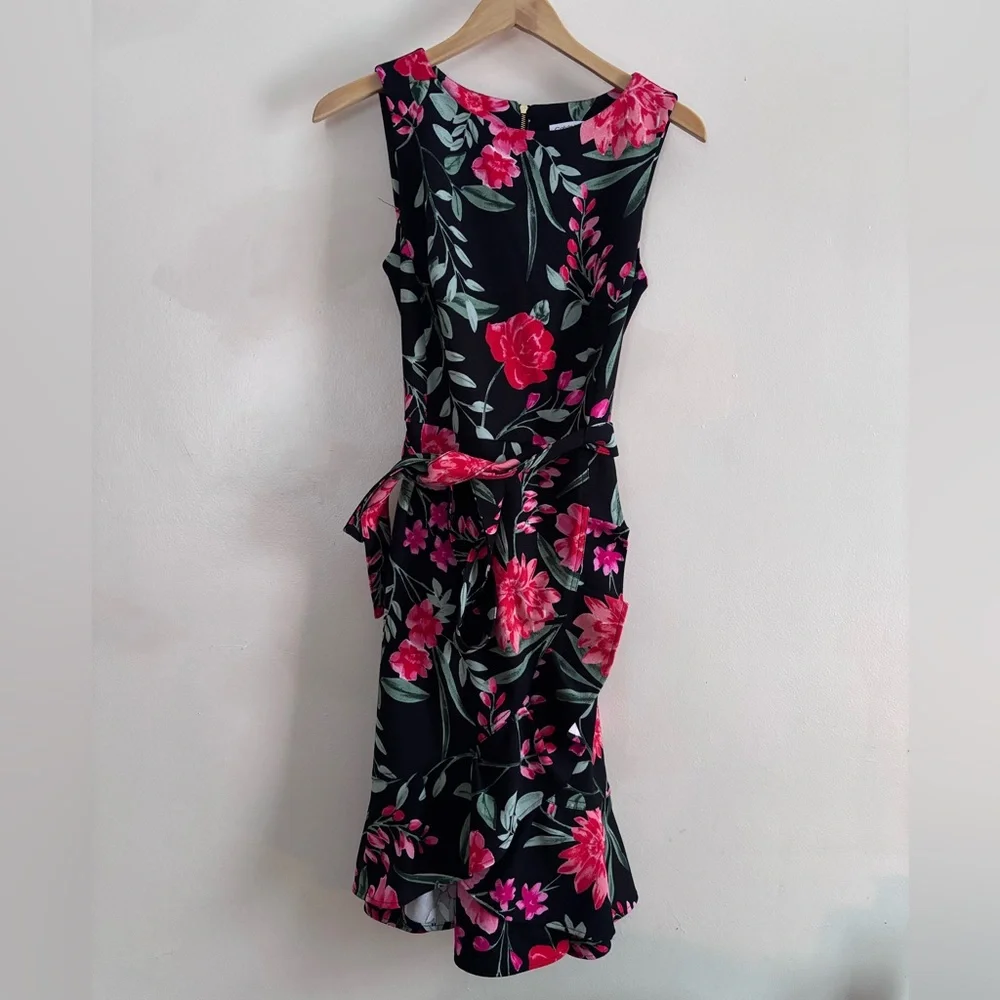 Calvin Klein Black Dress with Pink Floral Print size 8 - Picture 2 of 5